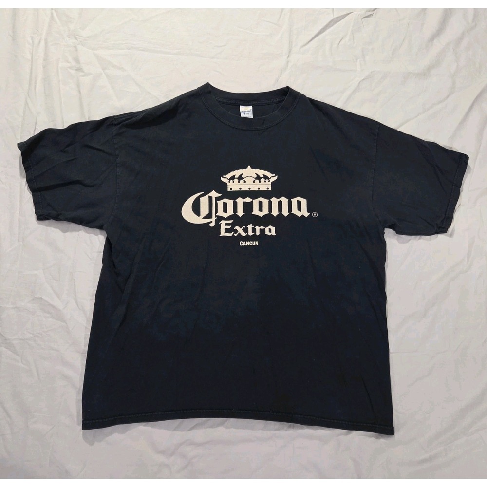 Corona Extra Crown Cancun Graphic T Shirt Sz XXL Black Official Tee 100% Cotton